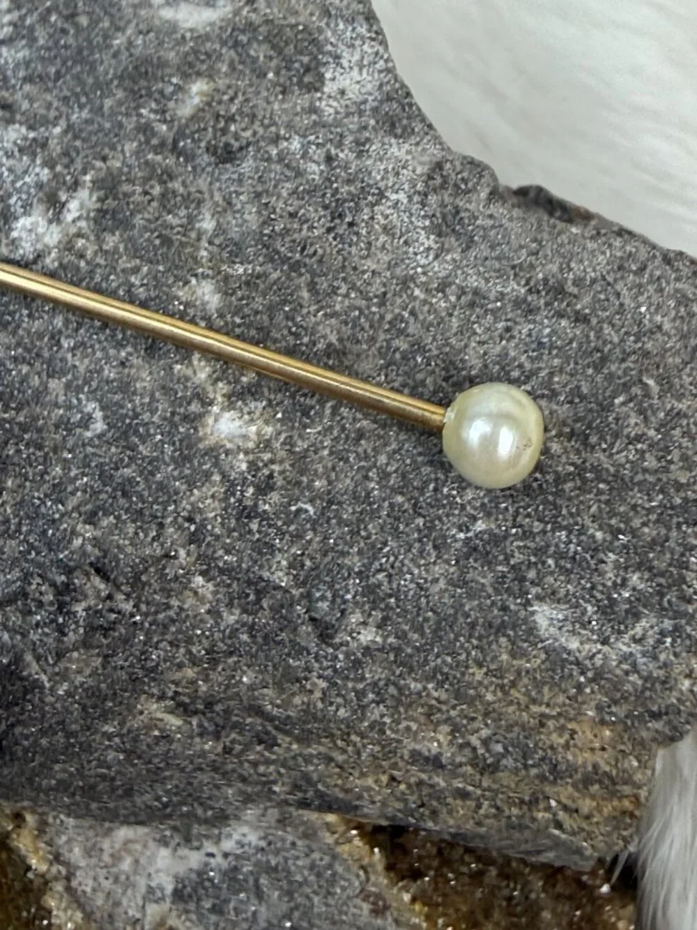 Vintage Swank Gold Tone Faux Pearl Collar Bar